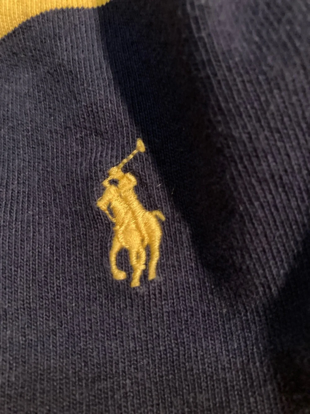 Polo Ralph Lauren Navy and Yellow Striped Rugby Shirt